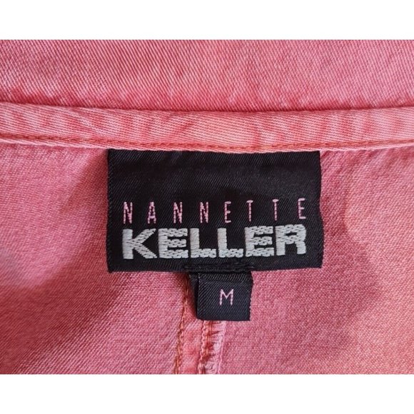 NANNETTE KELLER Womens 2 Piecs Chambray Pant Set Top Size M Pant Size S Pink E7P - Picture 11 of 12